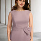 Two Piece A-Line Mother of the Bride Dresses Plus Size Hide Belly Curve Elegant Dress Formal Knee Length Short Sleeve Jewel Neck Chiffon