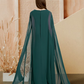 A-Line Evening Gown Empire Dress Prom Floor Length Long Sleeve V Neck Chiffon