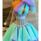 A-Line Quinceanera Dresses Corsets Dress Wedding Party Short / Mini Sleeveless One Shoulder Tulle with Bow(s)