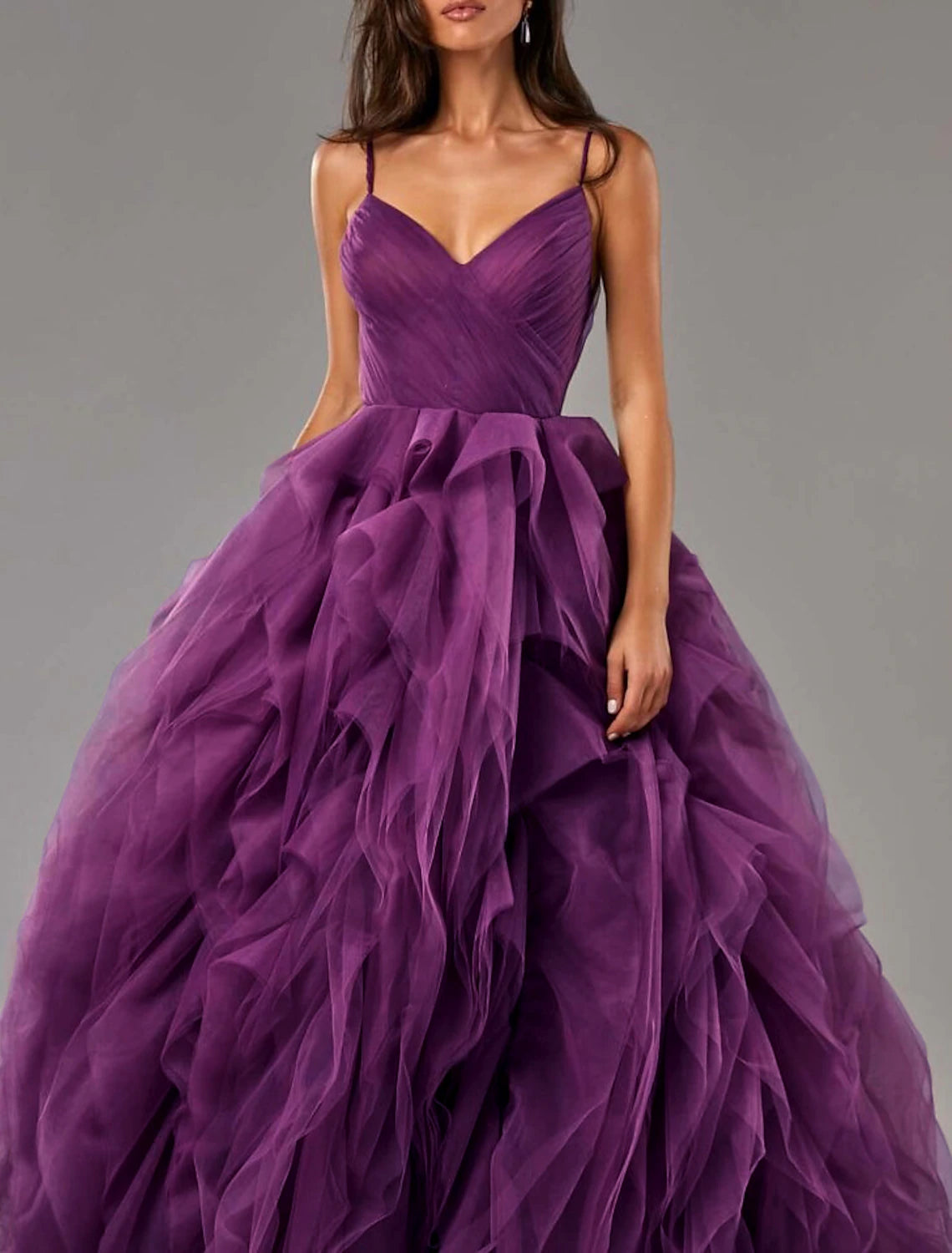 Ball Gown Party Dress Beautiful Back Elegant Prom Formal Evening Dress V Neck Sleeveless Sweep / Brush Train Tulle
