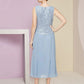 Two Piece A-Line Mother of the Bride Dress Wedding Guest Winter With Jacket 3/4 Sleeve Scoop Neck Tea Length Chiffon Sequined Pleats Sequin Solid Color