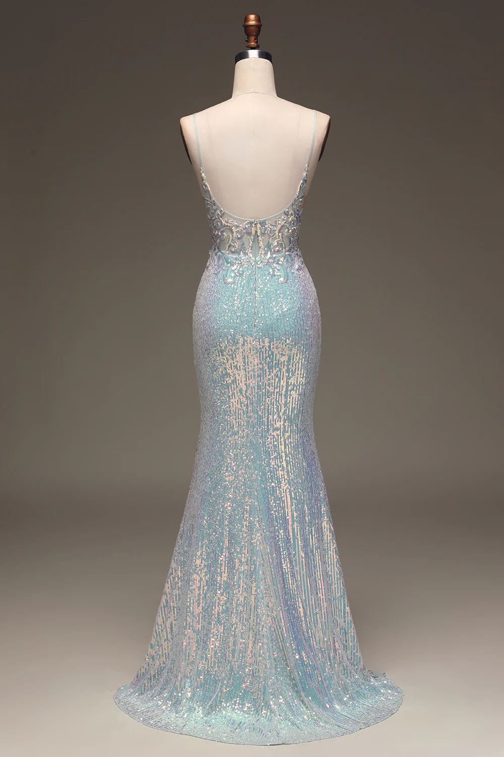 Mermaid Sequins Prom Dress with Split Front V-neck Sexy