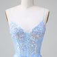 Sparkly Bodycon Spaghetti Straps Corset Short Homecoming Dress with Sequins Beautiful