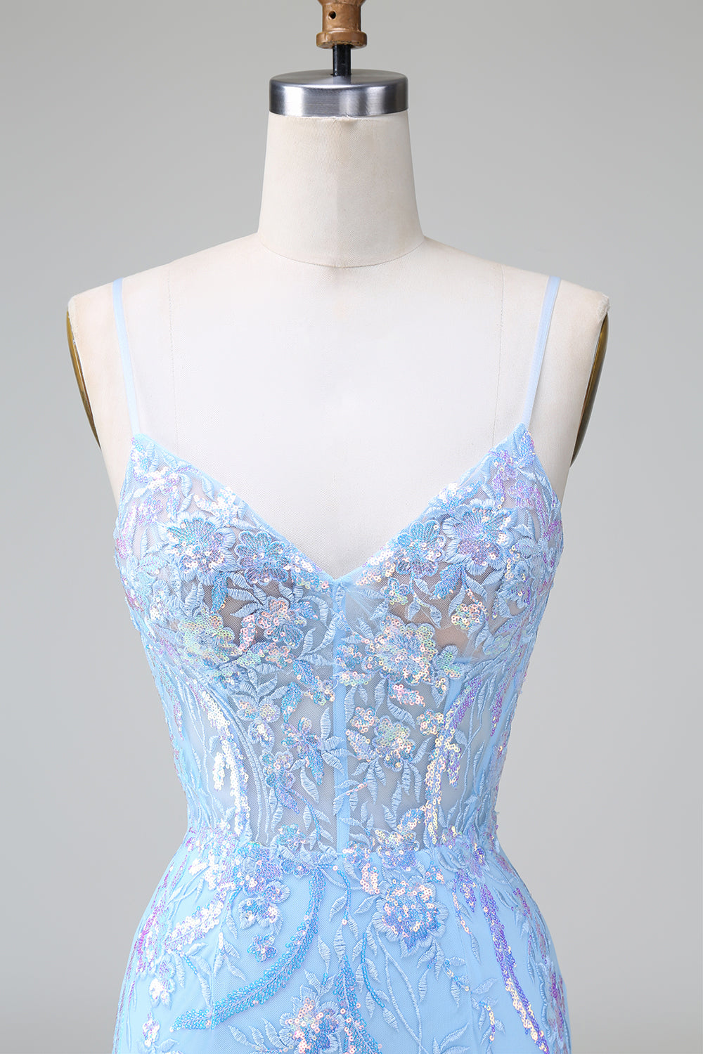 Sparkly Bodycon Spaghetti Straps Corset Short Homecoming Dress with Sequins Beautiful
