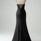 Mermaid Spaghetti Straps Pleated Corset Long Prom Dress With High Slit Sexy Evening Dresses