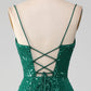 Dark Green Mermaid Sparkly Beaded Sequins Long Prom Dress with Slit Sexy Evening Dresses