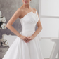 A-Line Wedding Dresses Strapless Chapel Train Satin Strapless with Ruched Beading