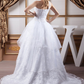 A-Line Wedding Dresses One Shoulder Court Train Lace Organza Satin Spaghetti Strap with Ruched Lace Insert Cascading