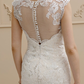 Wedding Dresses Square Neck Court Train Lace Over Tulle Regular Straps Wedding Dress in Color Floral Lace See-Through with Buttons Sequin