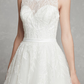 A-Line Wedding Dresses Scoop Neck Chapel Train Lace Tulle Regular Straps Formal Illusion Detail with Lace Sash