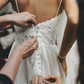 Wedding Dresses Spaghetti Strap Court Train Lace Tulle Sleeveless Country Romantic Beach with Sashes Ribbons Pleats