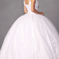 Traditional White Quinceanera Dress V-neck Long With Flowers