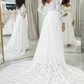 Ivory A-Line Lace Wedding Dress with Sleeves Beautiful Long