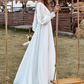 Ivory Lace Chiffon V-Neck Long Sleeve Boho Wedding Dress Sexy