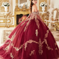 Layered Gold Lace Ball Gown Quinceanera Dress Off Shoulder Sexy Long