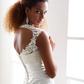 Wedding Dresses Scoop Neck Charmeuse Beaded Lace Cap Sleeve Simple Backless with