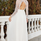 White A-Line V-Neck Chiffon Wedding Dress With Long Sleeves Beautiful