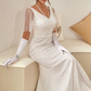 Mermaid White V-Neck Wedding Dress Beautiful Long Sexy