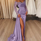 Sheath/Column Off-The-Shoulder Floor-Length Long Prom Dresses With Split Side & Sequins Sexy