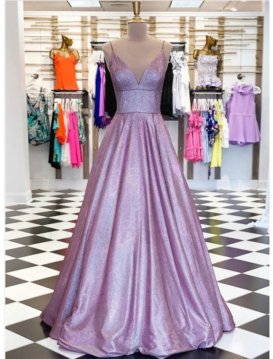 Ball Gown Beautiful Back Minimalist Engagement Prom Birthday Dress V Neck Sleeveless Floor Length Lace