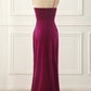 Velvet One Shoulder Prom Dress With Slit Pure Color Sexy