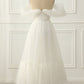 Ivory Tulle Off The Shoulder A-Line Prom Dress Pure Color