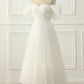 Ivory Tulle Off The Shoulder A-Line Prom Dress Pure Color