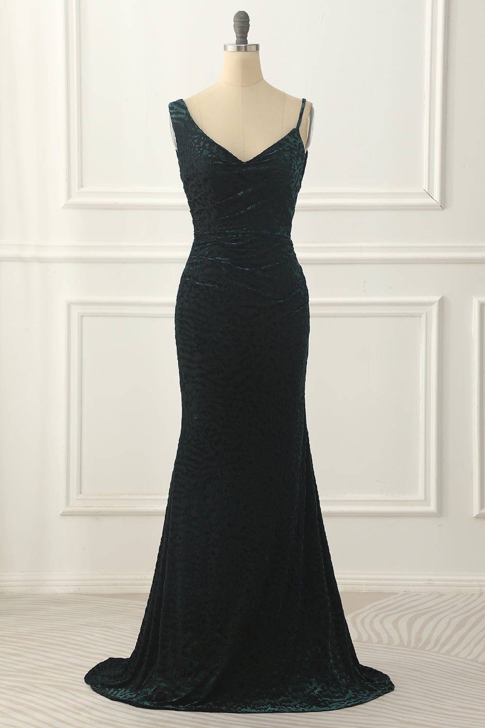 Dark Green Backless Velvet Mermaid Prom Dress Sexy Long