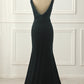 Dark Green Backless Velvet Mermaid Prom Dress Sexy Long