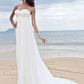 A-Line Wedding Dresses Sweetheart Neckline Court Train Chiffon Strapless Simple Beach Plus Size with Beading