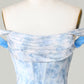 Cute A Line Off The Shoulder Blue Printed Short Homecoming Dress With Ruffles Short