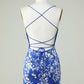 Royal Blue Spaghetti Straps Tight Homecoming Dress With Appliques Short