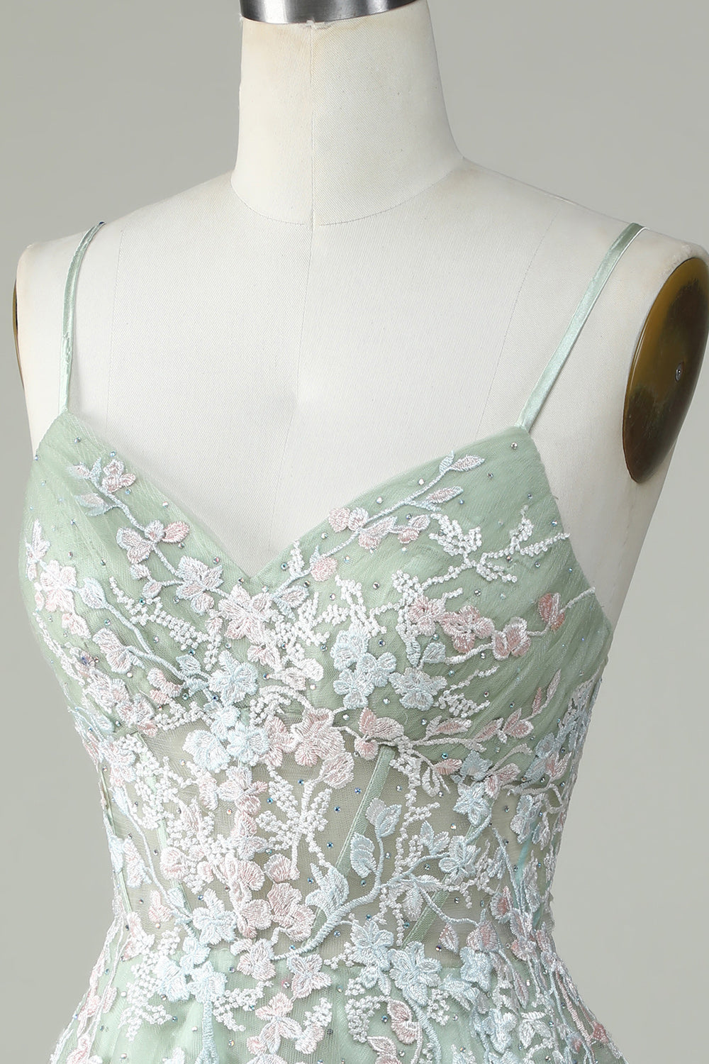 A Line Green Cute Corset Homecoming Dress With Appliques Short Party Dress