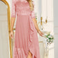 A-Line/Princess Scoop Lace Wedding Guest Cocktail Dresses With Applique Short