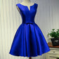 A-Line/Princess V-Neck Satin Sleeveless Cocktail Party Dresses With Ruffles Short