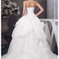 A-Line Wedding Dresses Sweetheart Neckline Court Train Organza Satin Strapless with Pick Up Skirt Ruched