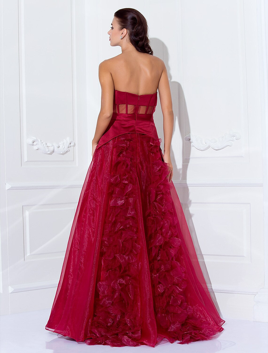 Ball Gown Celebrity Style Dress Holiday Floor Length Sleeveless Strapless Satin with Sash
