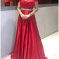 A-Line Evening Gown Elegant Dress Formal Sweep / Brush Train Christmas Red Green Dress Sleeveless Off Shoulder Satin
