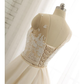 Wedding Dresses Jewel Neck Chapel Train Lace Tulle Lace Over Satin Regular Straps Formal See-Through with Sashes Ribbons Pearls