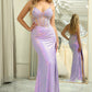 Sparkly Purple Sequined Mermaid Long Corset Prom Dress With Slit Sexy