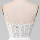 White A-Line Sparkly Sequins Long Corset Prom Dress With Slit Beautiful