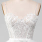 White A-Line Sparkly Sequins Long Corset Prom Dress With Slit Beautiful