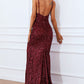 Mermaid Burgundy Sequins Prom Dress with Slit Sexy Evening Dresses Sparkly