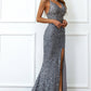 Mermaid Burgundy Sequins Prom Dress with Slit Sexy Evening Dresses Sparkly