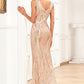 Champange Sparkly Prom Dress with Sleeveless Sexy Evening Dresses