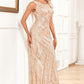 Champange Sparkly Prom Dress with Sleeveless Sexy Evening Dresses