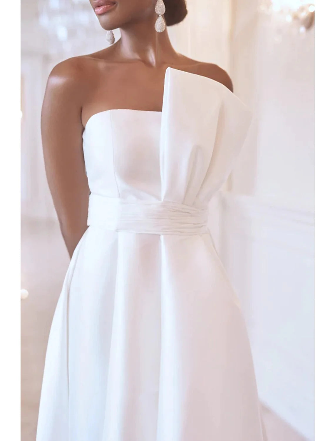 A-Line Prom Dresses Elegant Dress Formal Prom Asymmetrical Sleeveless Strapless Taffeta Party Dress