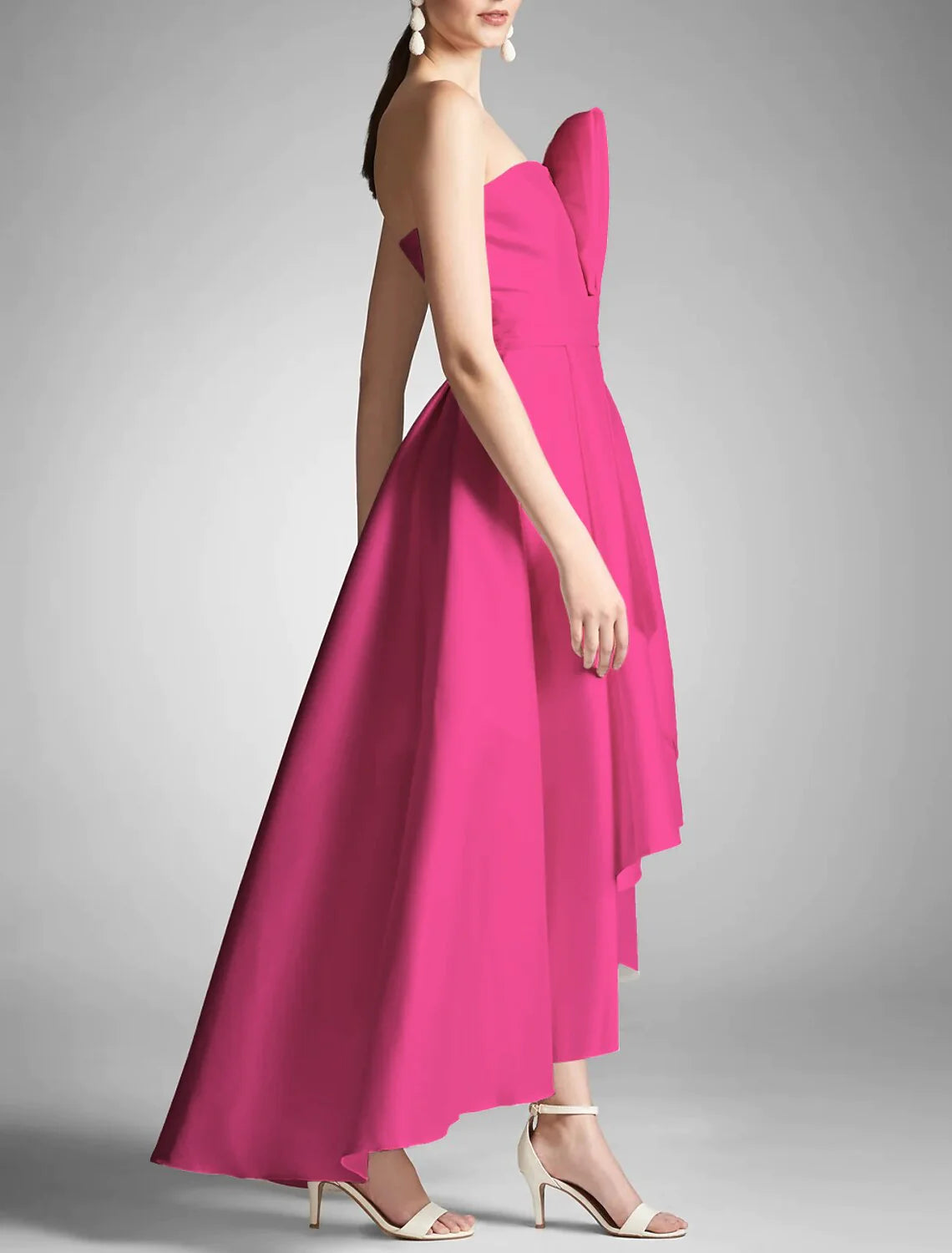 A-Line Prom Dresses Elegant Dress Formal Prom Asymmetrical Sleeveless Strapless Taffeta Party Dress