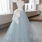 A-Line Tulle Lace Long Prom Dress Off Shoulder