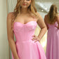 Glitter Pink A Line Spaghetti Straps Backless Long Corset Prom Dress Sexy